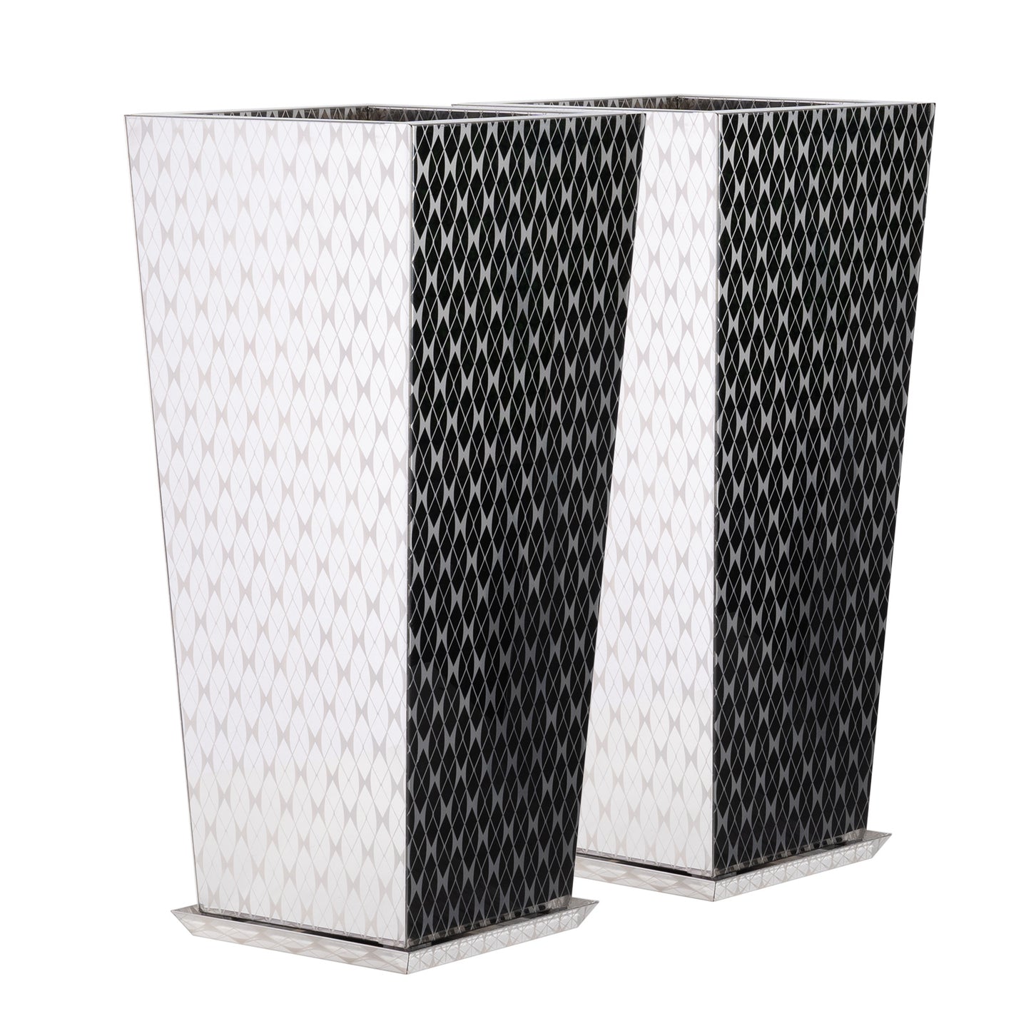 Luxury Tall Tapered Stainless Steel Decorative Planter Box 24"H, Outdoor Indoor Mirrored Plant Pots