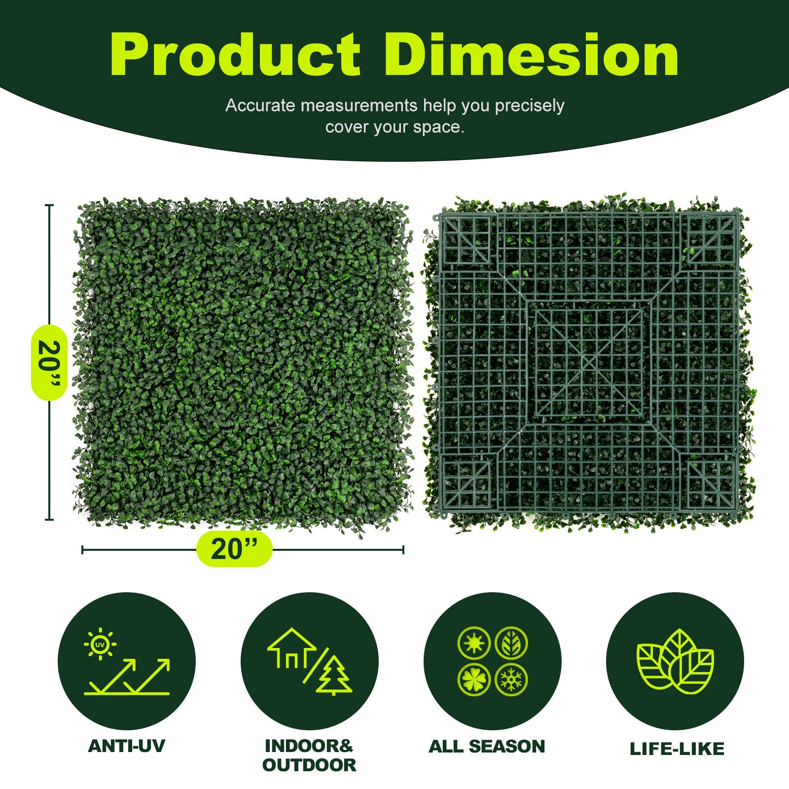 Artigwall 3D Green Wall dimensions