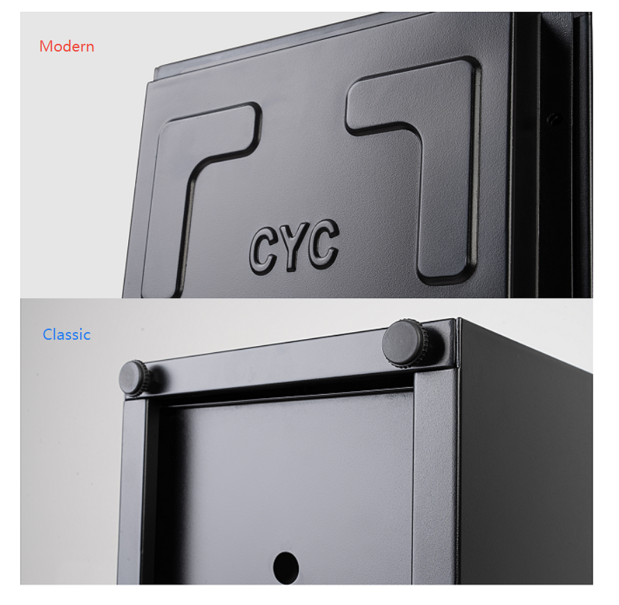 Image comparing bottoms of the classic and modern black metal planter box by Artigwall