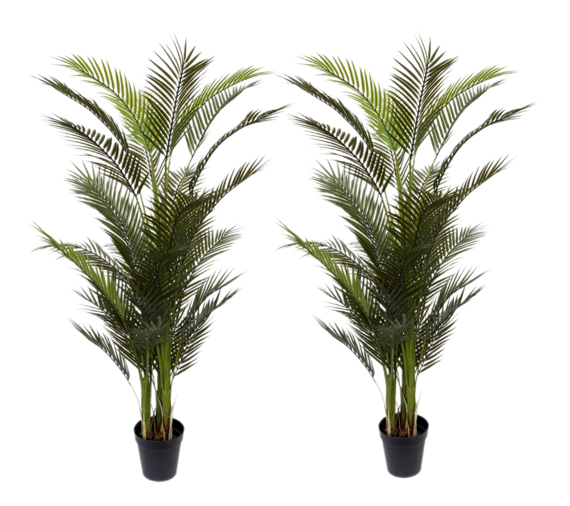 Artigwall® Nearly Natureal Areca Palm Plant Potted Houseplants 5ft-2Pack with 15 Trunks