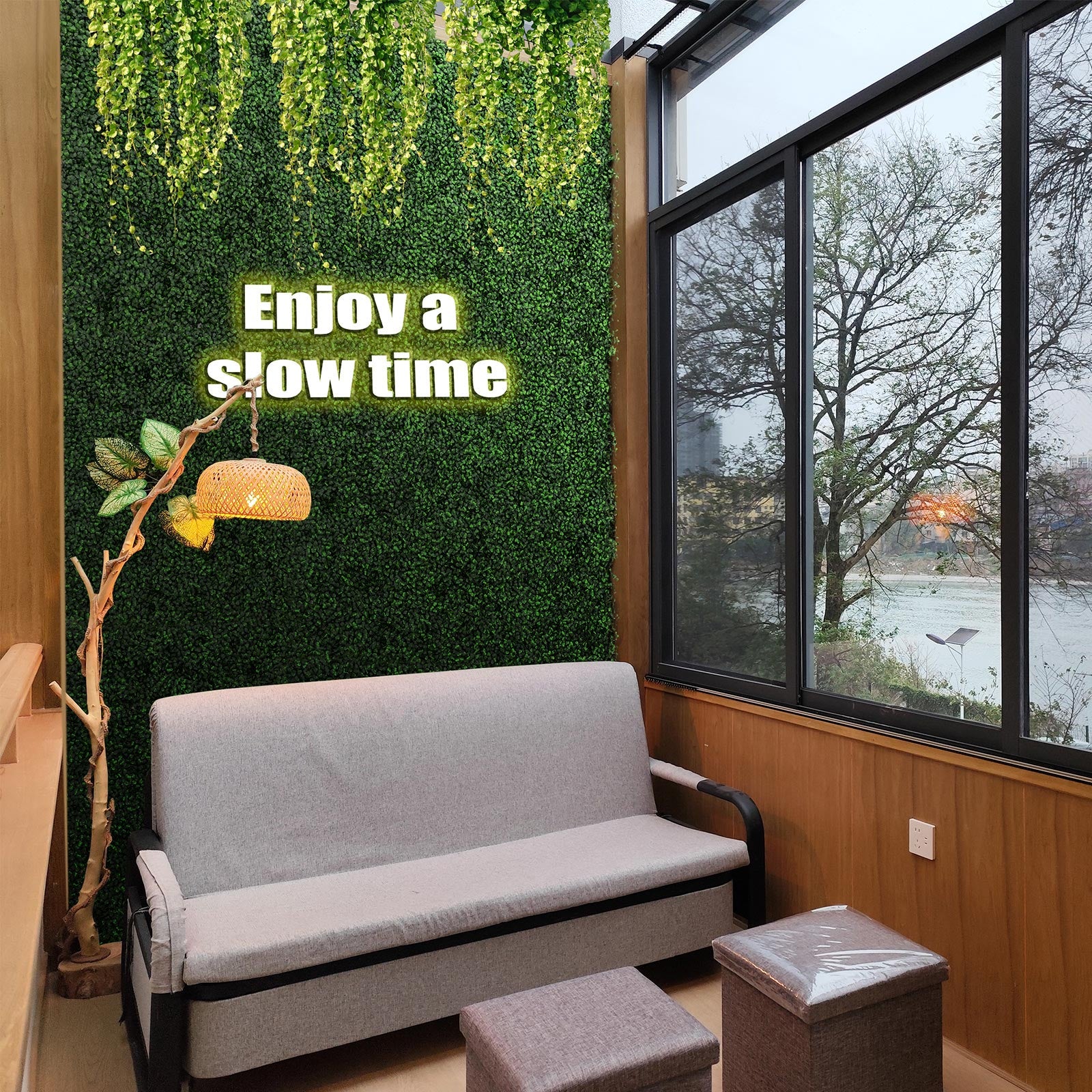 Artigwall 3D Green Wall behind couch