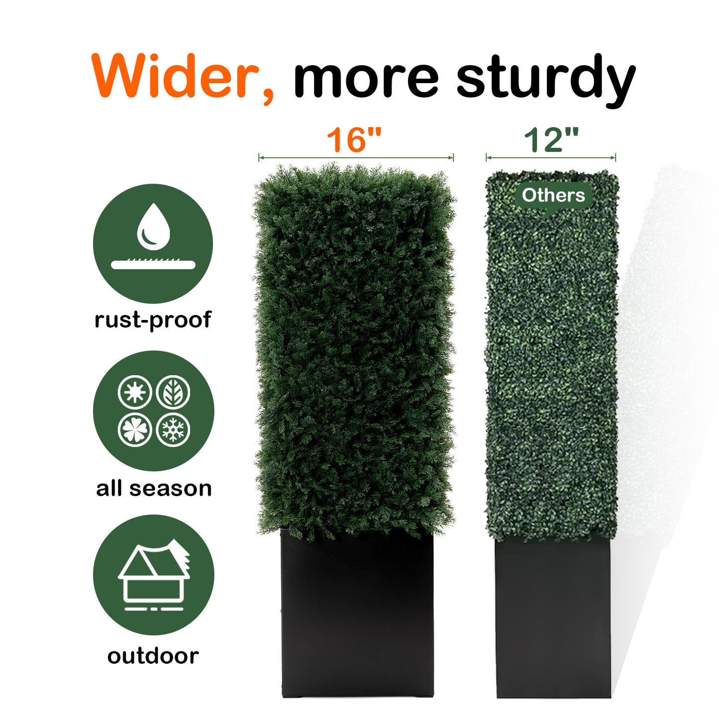 Artificial Cedar Hedge Fence Outdoor, 48" W x 48" H x 14" D