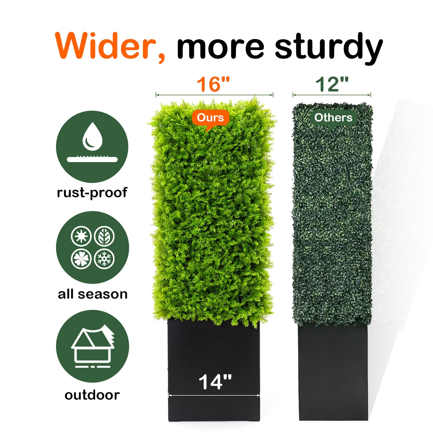 Artificial Cedar Hedge Fence Outdoor, 48" W x 48" H x 14" D
