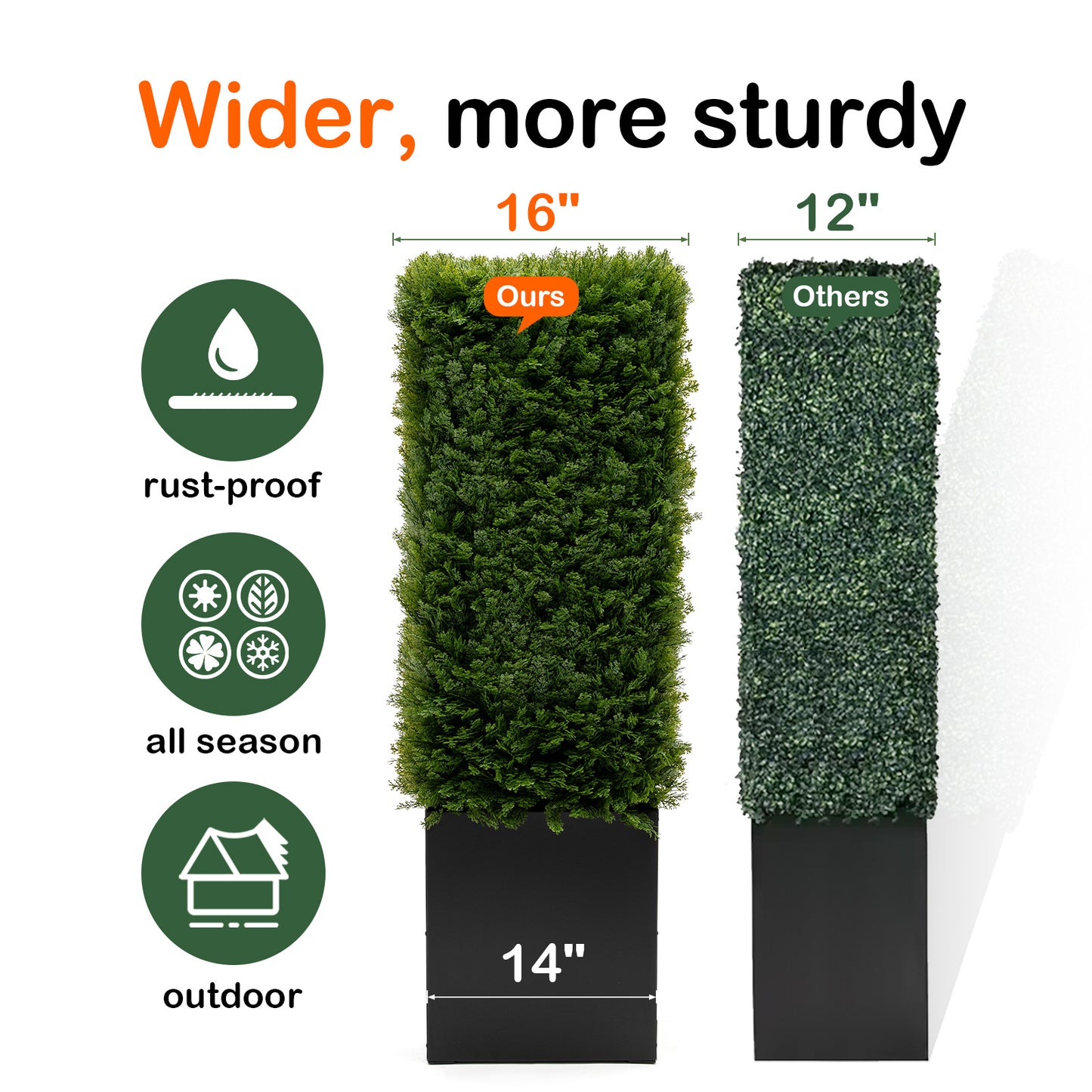 Artificial Cedar Hedge Fence Outdoor, 48" W x 48" H x 14" D