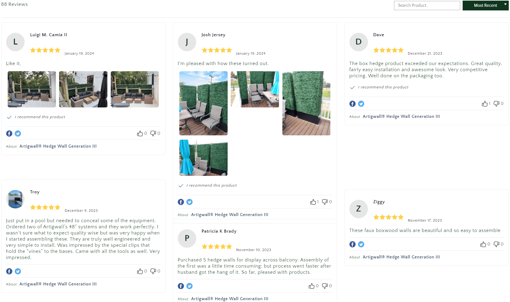 Customer reviews for the best artifical hedge by Artigwall