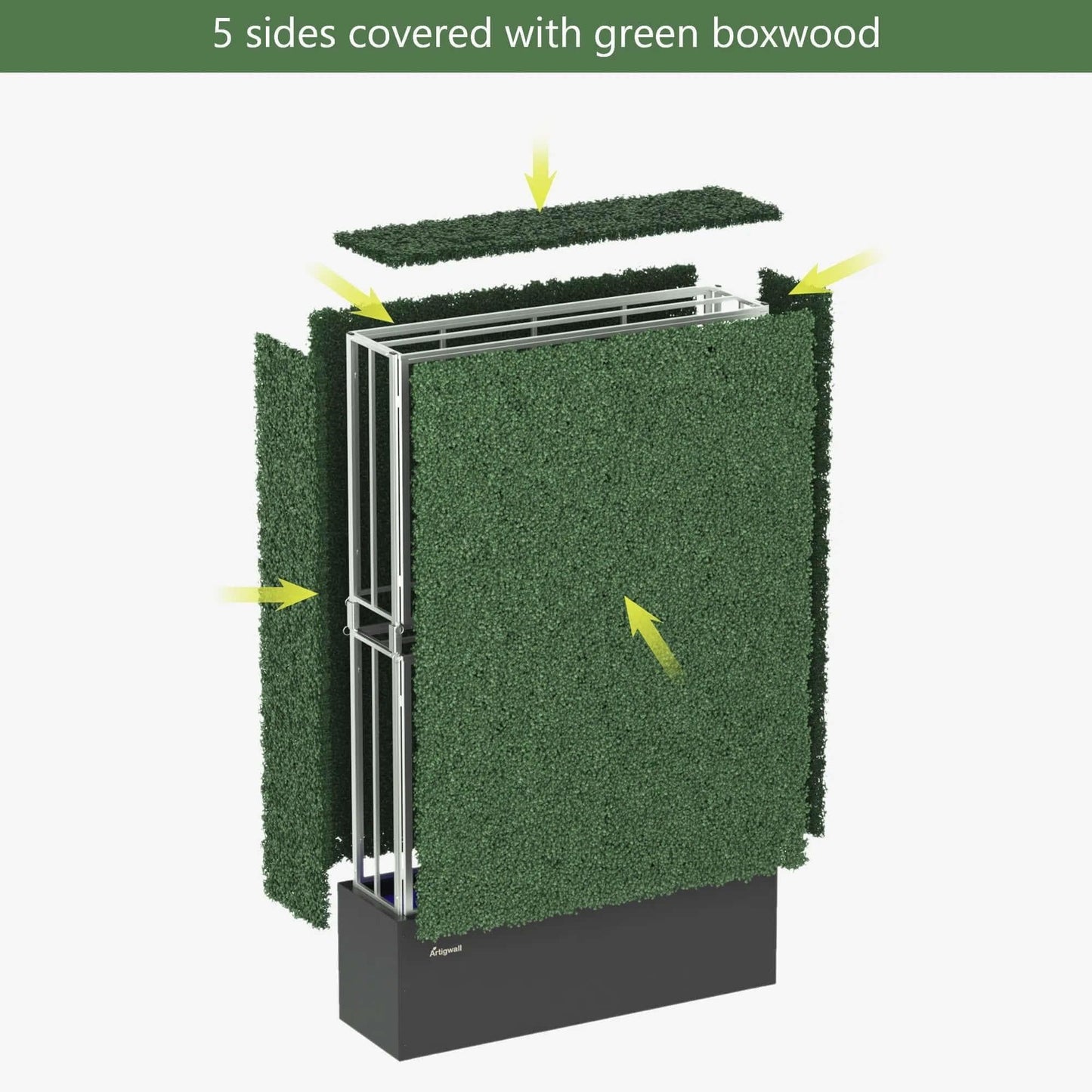 Artigwall Artificial Hedge Wall Outdoor Ultra's 5 sides of boxwood