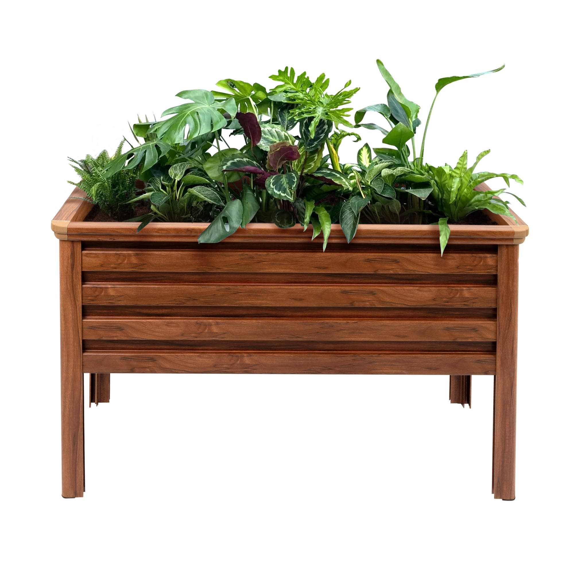 4ft aluminum raised garden bed wood-like