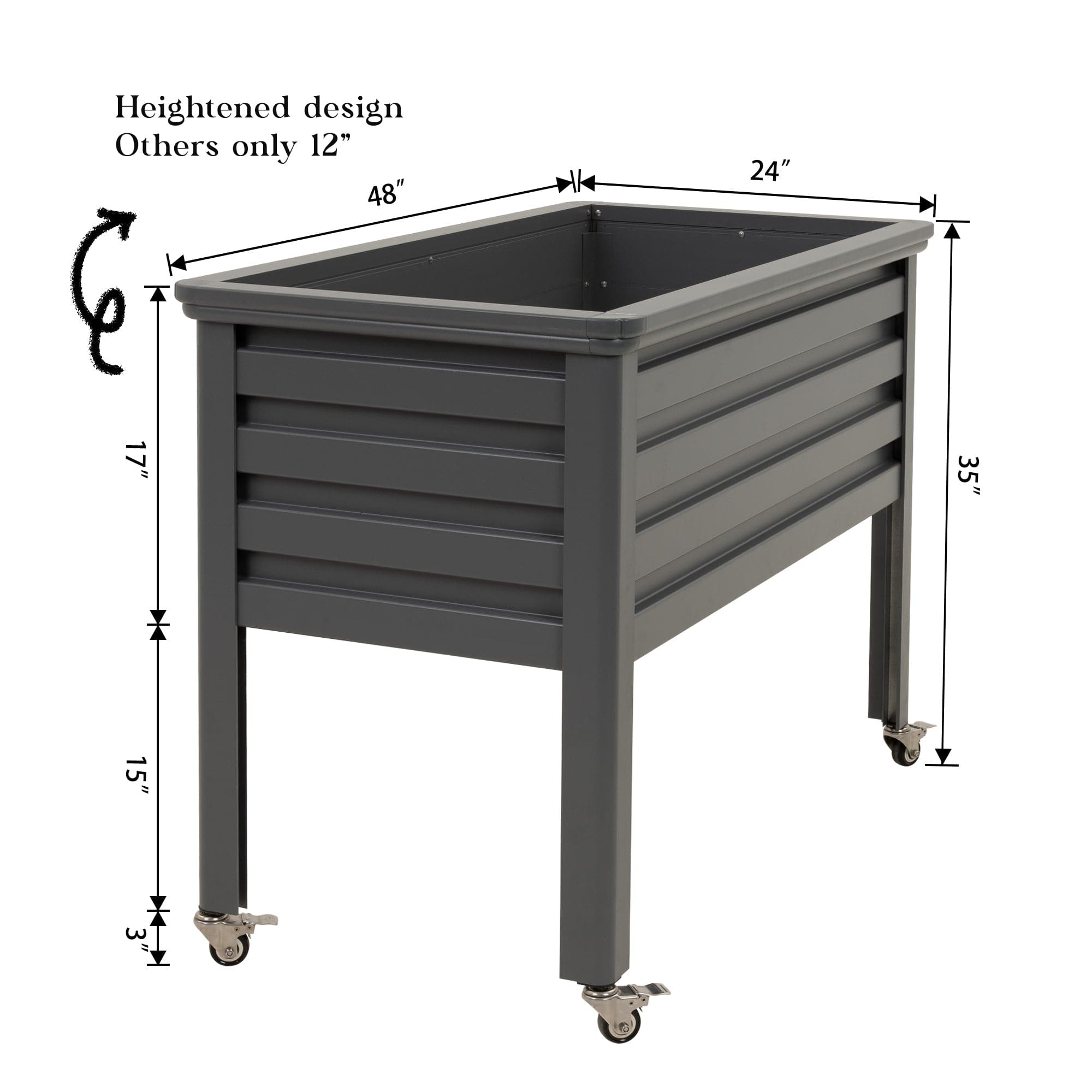 4ft aluminum raised garden bed grey dimension