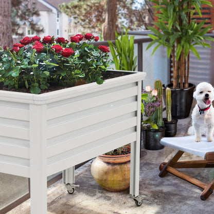 white 4ft Aluminum Raised Garden Bed for planting flowers