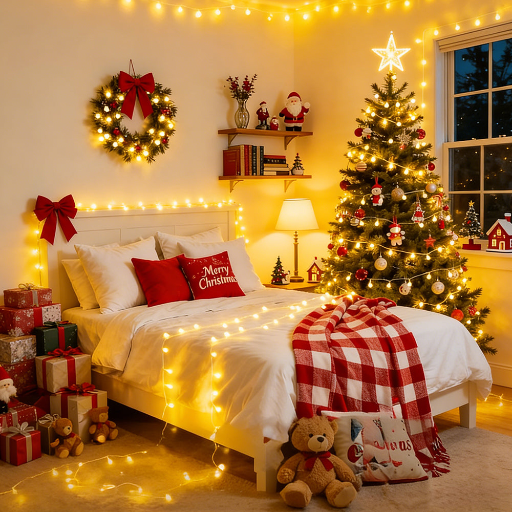 33FT 100 LED Christmas Globe String Lights, with Remote and 8 Modes, Timer, Waterproof for Bedroom, Garden, Wedding & Christmas Tree Decor, Warm White