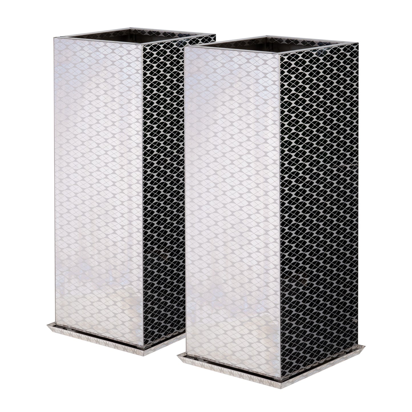 Luxury Tall Square Stainless Steel Decorative Planter 30"H, Modern Mirrored Planter Pots