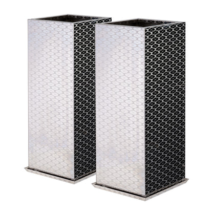 Luxury Tall Square Stainless Steel Decorative Planter 30"H, Modern Mirrored Planter Pots