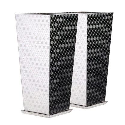 Luxury Tall Tapered Stainless Steel Decorative Planter Box 24"H, Outdoor Indoor Mirrored Plant Pots