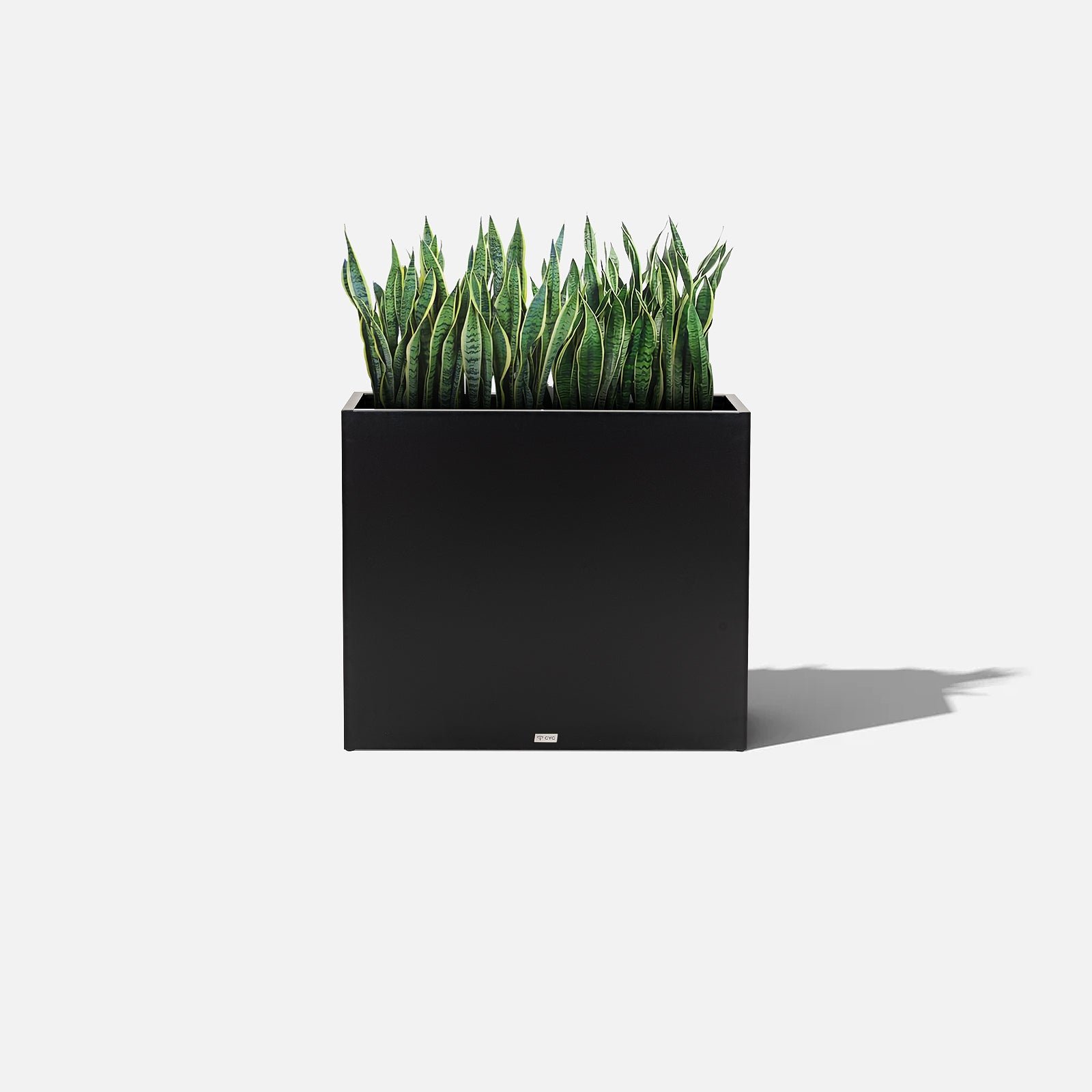 Black metal planter box with plants by Artigwall