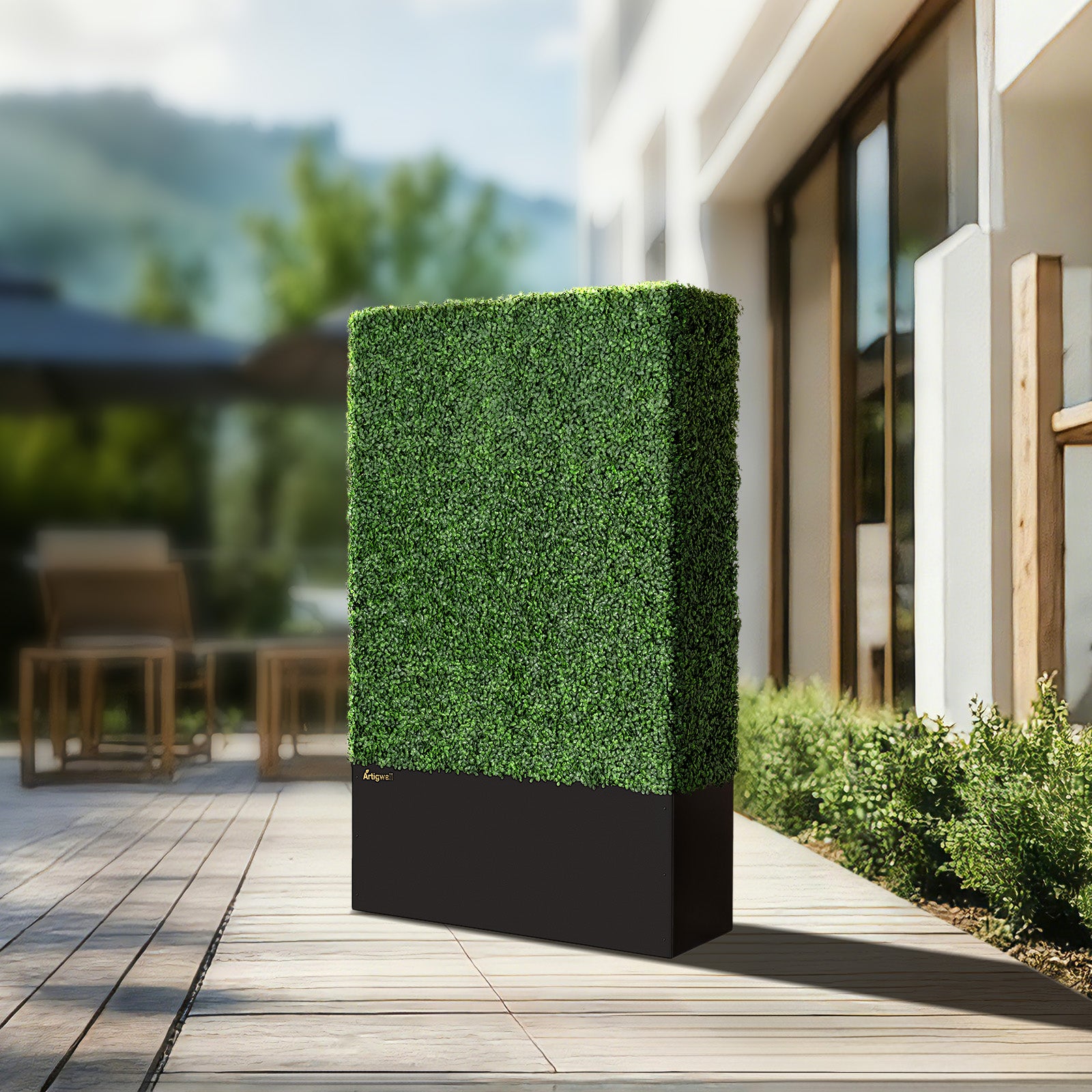 38x64_inch_dimensions_of_Artigwall_s_artificial_boxwood_hedge_with_planter_box