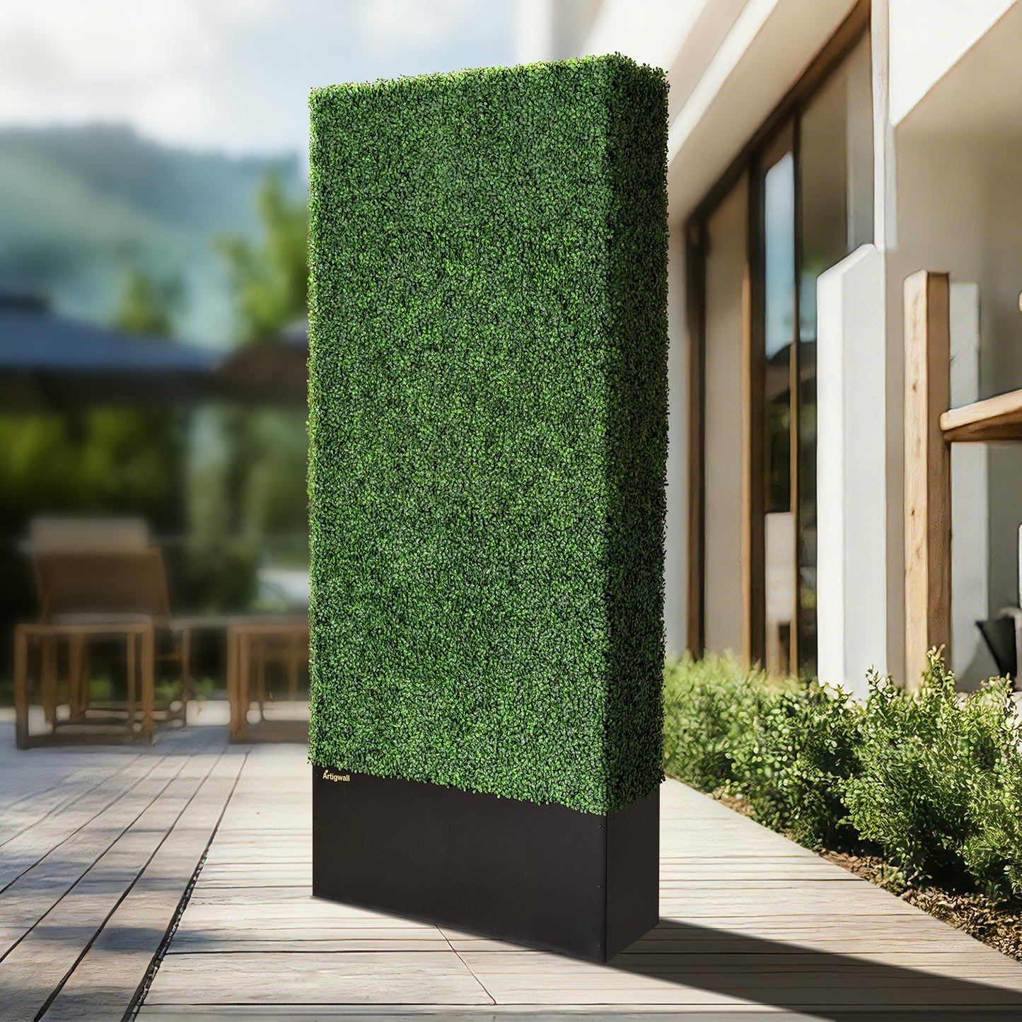 38x96_inch_dimensions_of_Artigwall_s_artificial_boxwood_hedge_with_planter_box