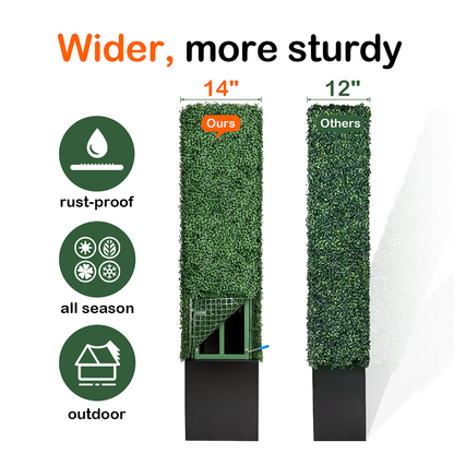 Comparing width and sturdiness of Artigwall artificial boxwood hedge wall to other brands