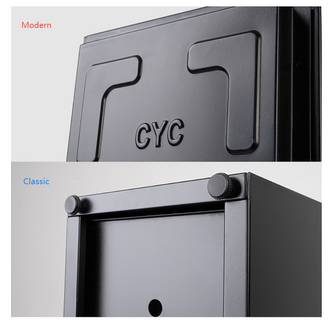 Image comparing bottoms of the classic and modern black metal planter box by Artigwall