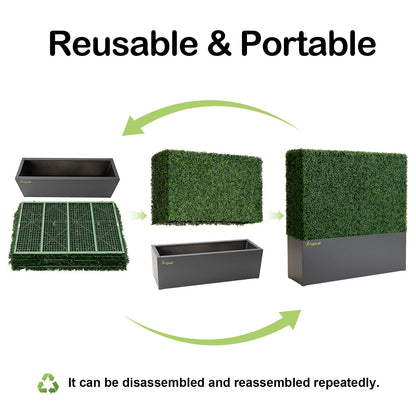 48x48_inch_Artigwall_artificial_hedge_in_dark-grey_planter_disassembly_and_assembly_diagram
