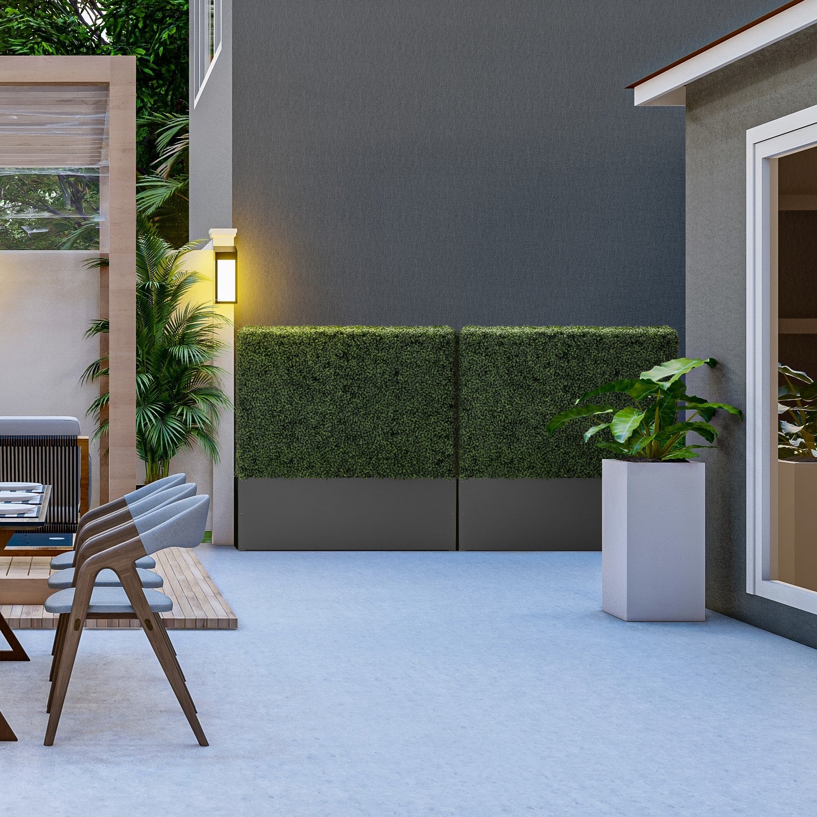 48x48_inch_freestanding_artificial_hedge_with_dark-grey_base for backyard