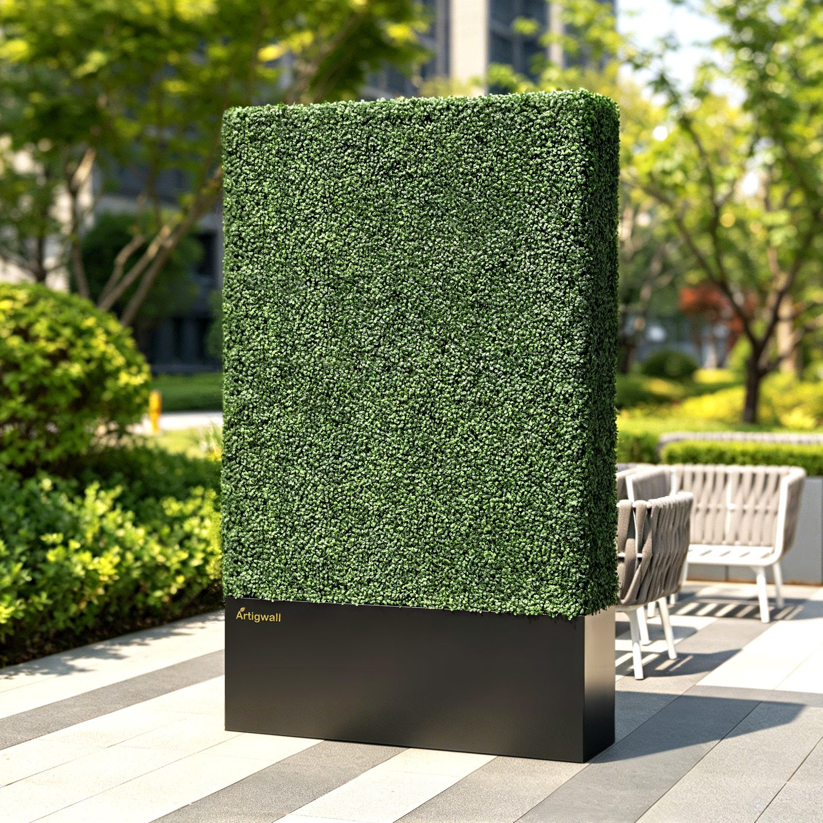 48x79_inch_Artigwall_s_artificial_boxwood_hedge_with_black base