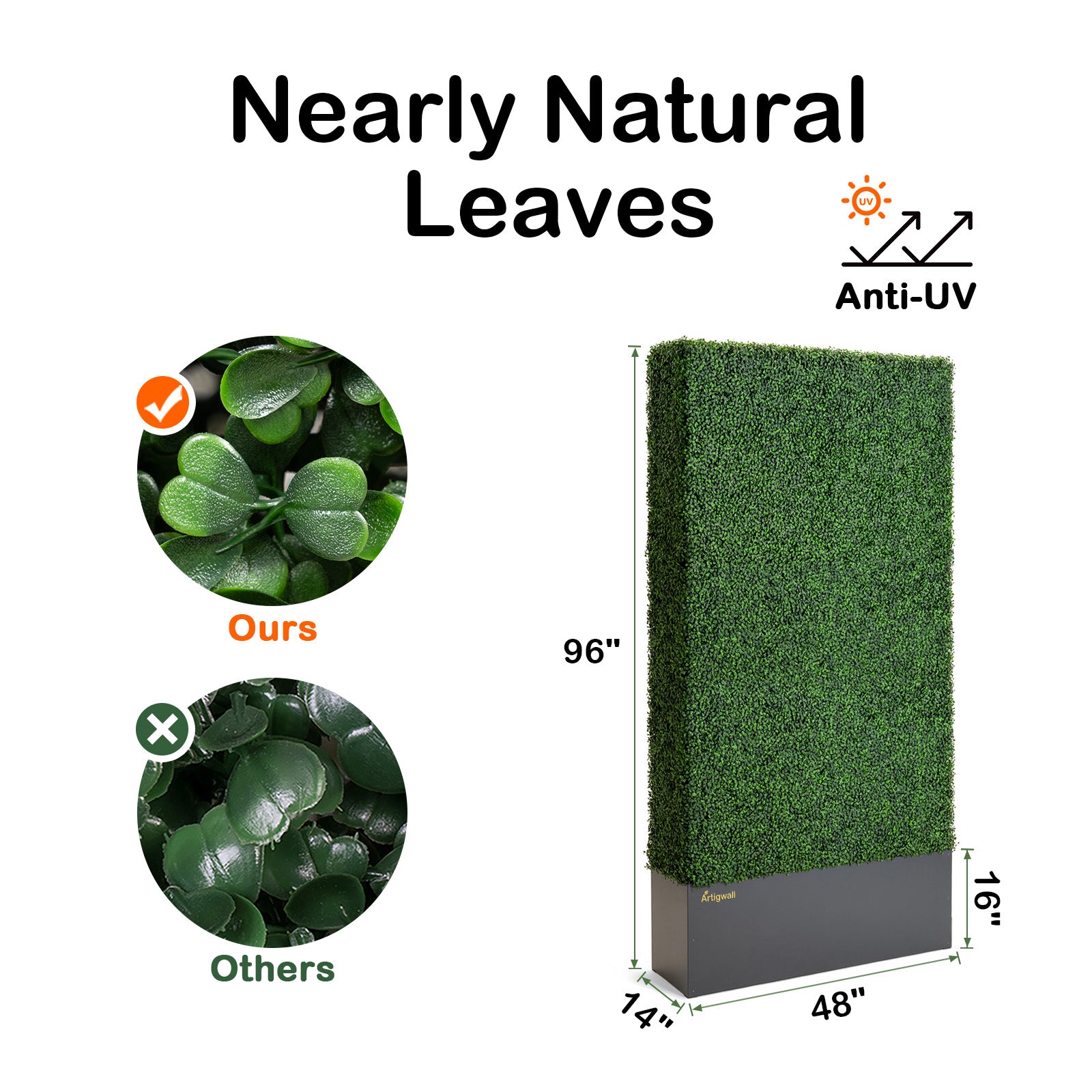 48x96_inch_dimensions_of_freestanding_artificial_hedge_with_dark-grey_planter_box