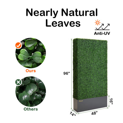 48x96_inch_dimensions_of_freestanding_artificial_hedge_with_dark-grey_planter_box