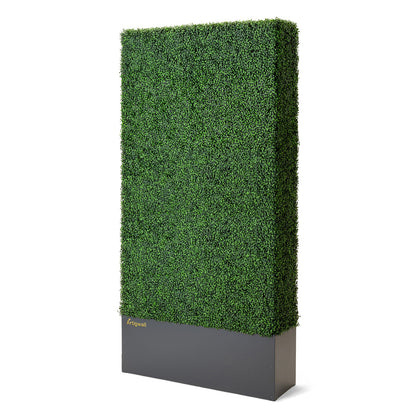 48x96_inch_freestanding_artificial_hedge_with_dark-grey_planter_box_front