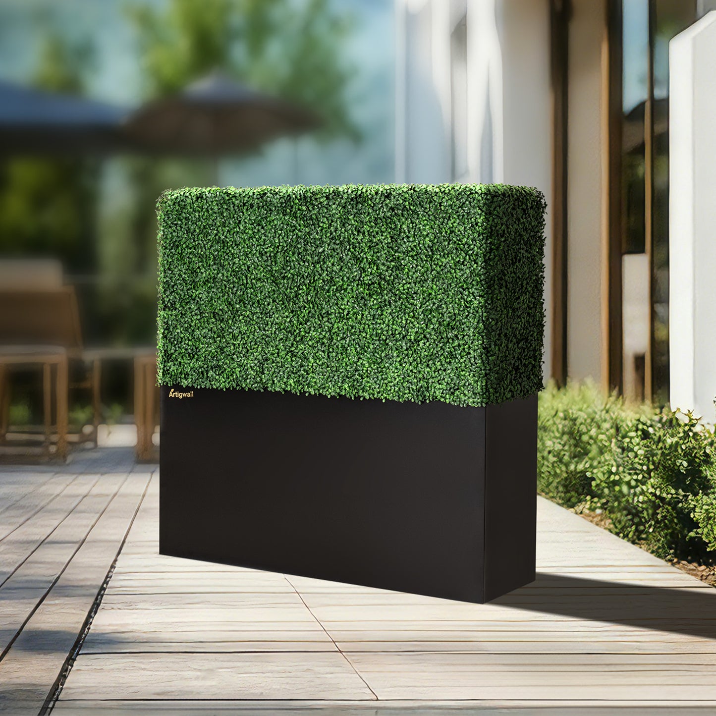 50x48_inch_dimensions_of_Artigwall_s_artificial_boxwood_hedge_wall_with_tall_base