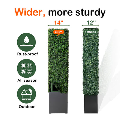 Comparing_width_of_Artigwall_artificial_box_hedge_in_dark-grey_planter_to_other_brands