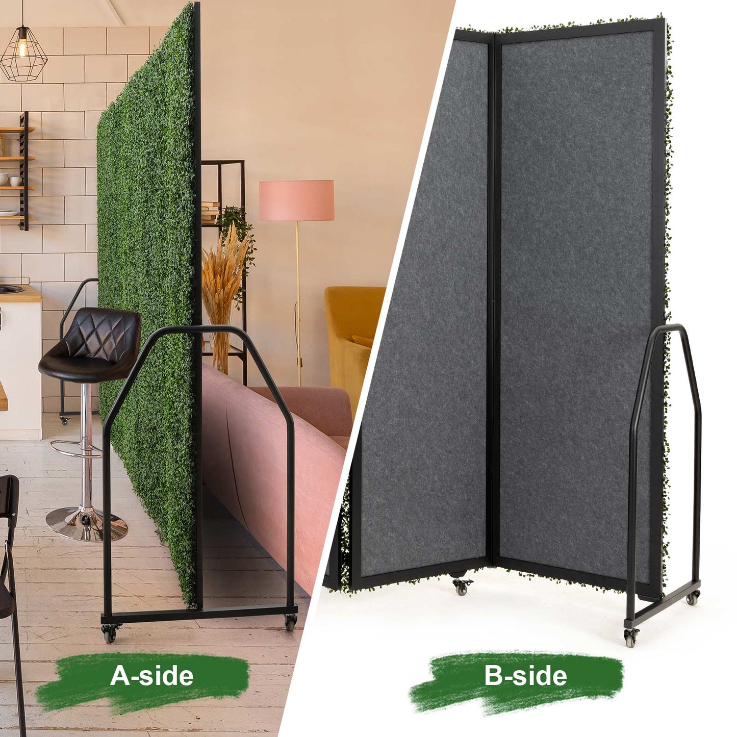Folding Boxwood Backdrop Room Divider, Portable Double-Sided Privacy Screen