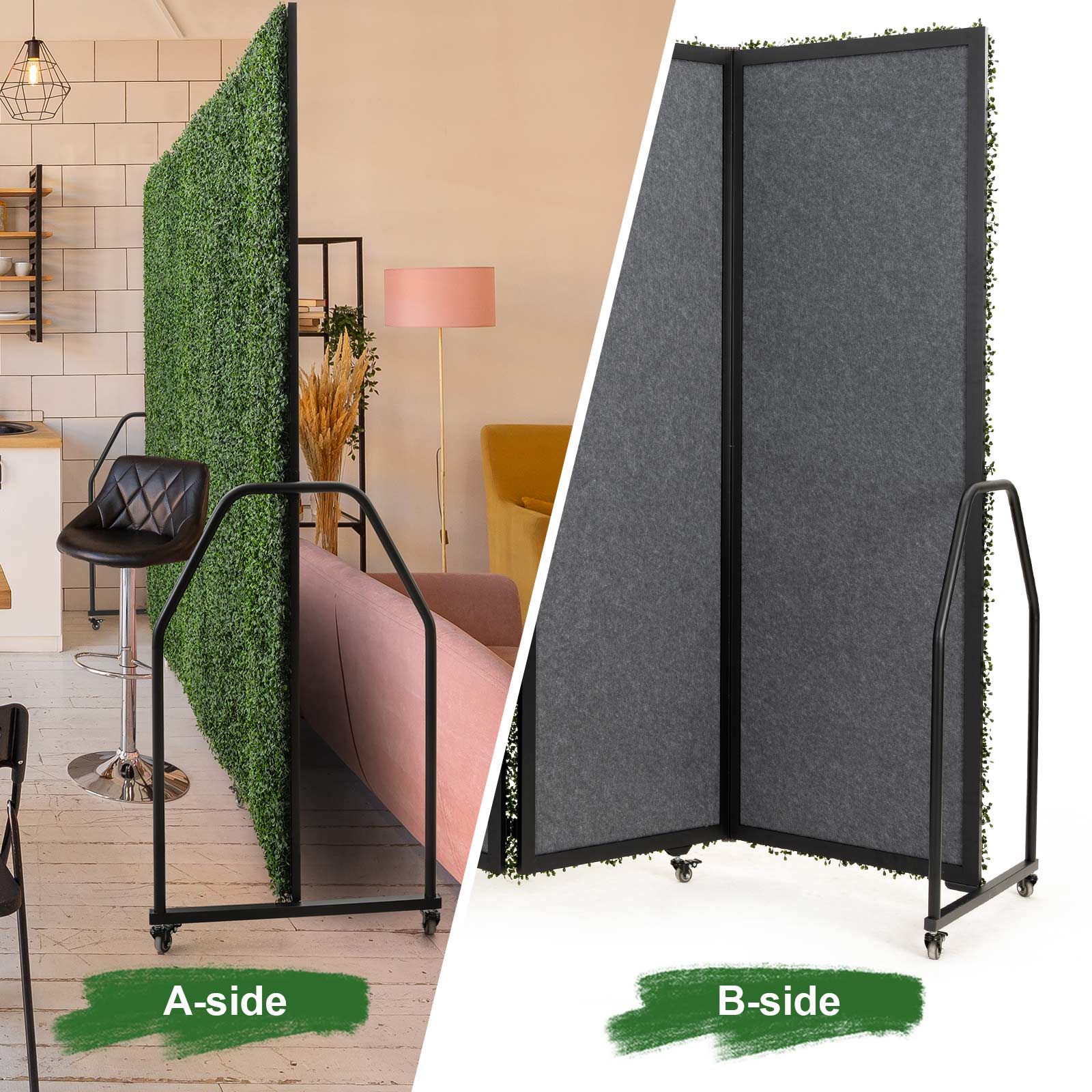 Folding Boxwood Backdrop Room Divider, Portable Double-Sided Privacy Screen