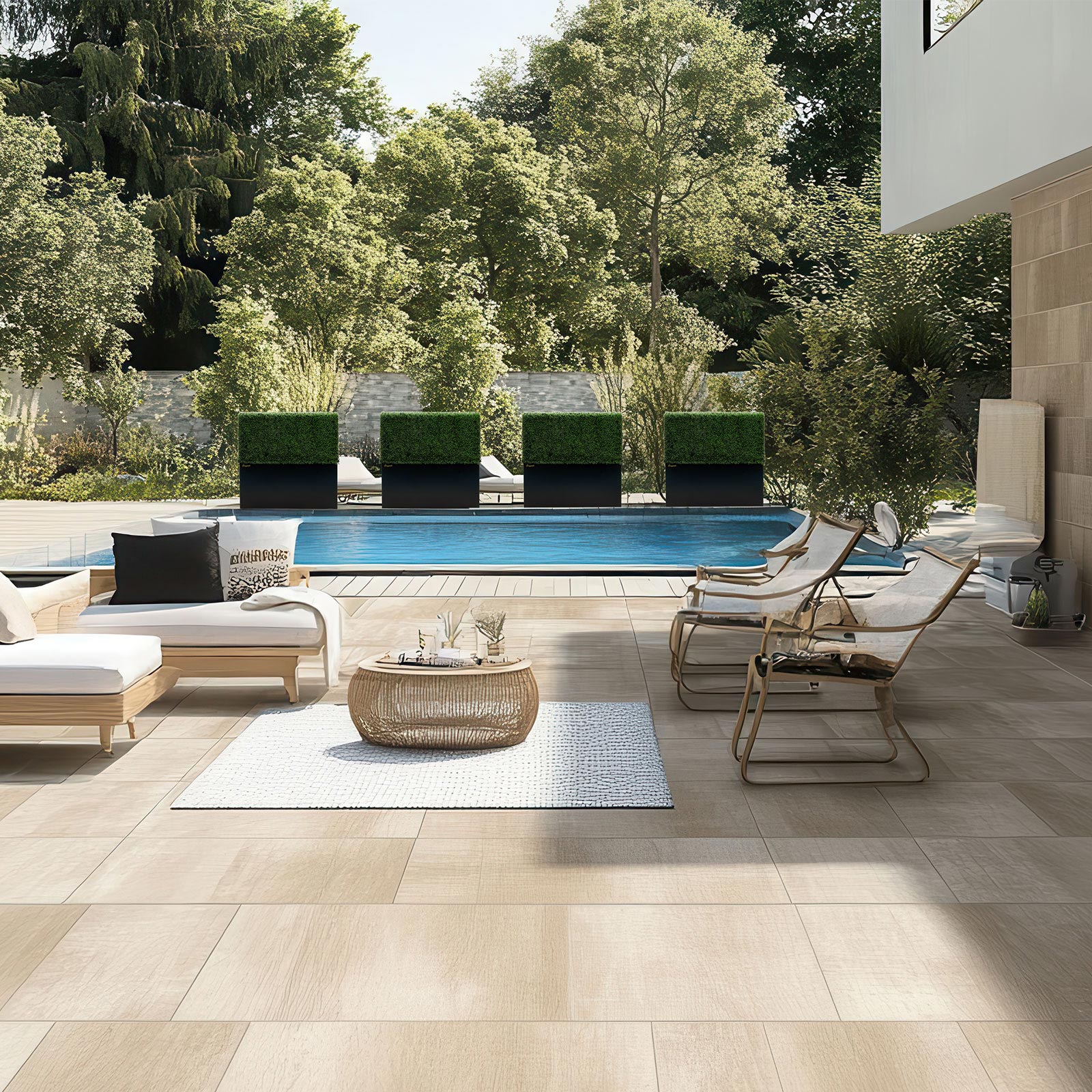 Freestanding_50_faux_boxwood_hedge_wall_on_a_backyard