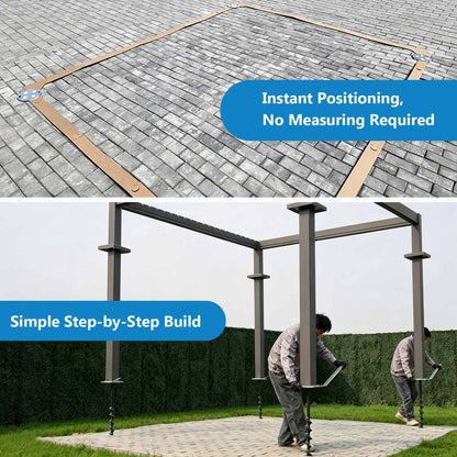 10X12 ft Aluminum Pergola with Adjustable Louvered Roof, Heavy Duty Metal Shade Structure, Optional Ground Anchors