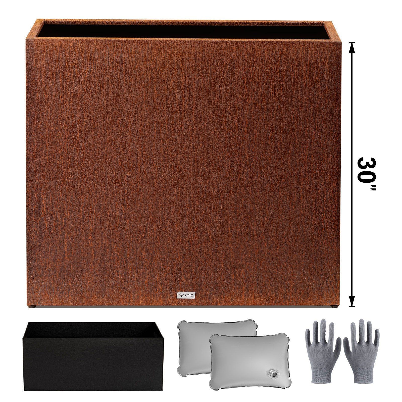 Large_Rectangular_Corten_Steel_Planter_Box_Dimensions_and_accessories