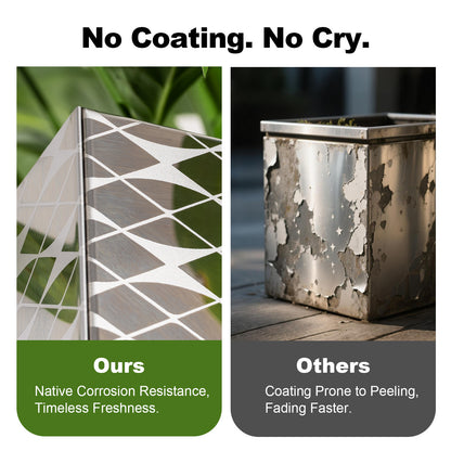 Luxury Tall Square Stainless Steel Decorative Planter 30"H, Modern Mirrored Planter Pots