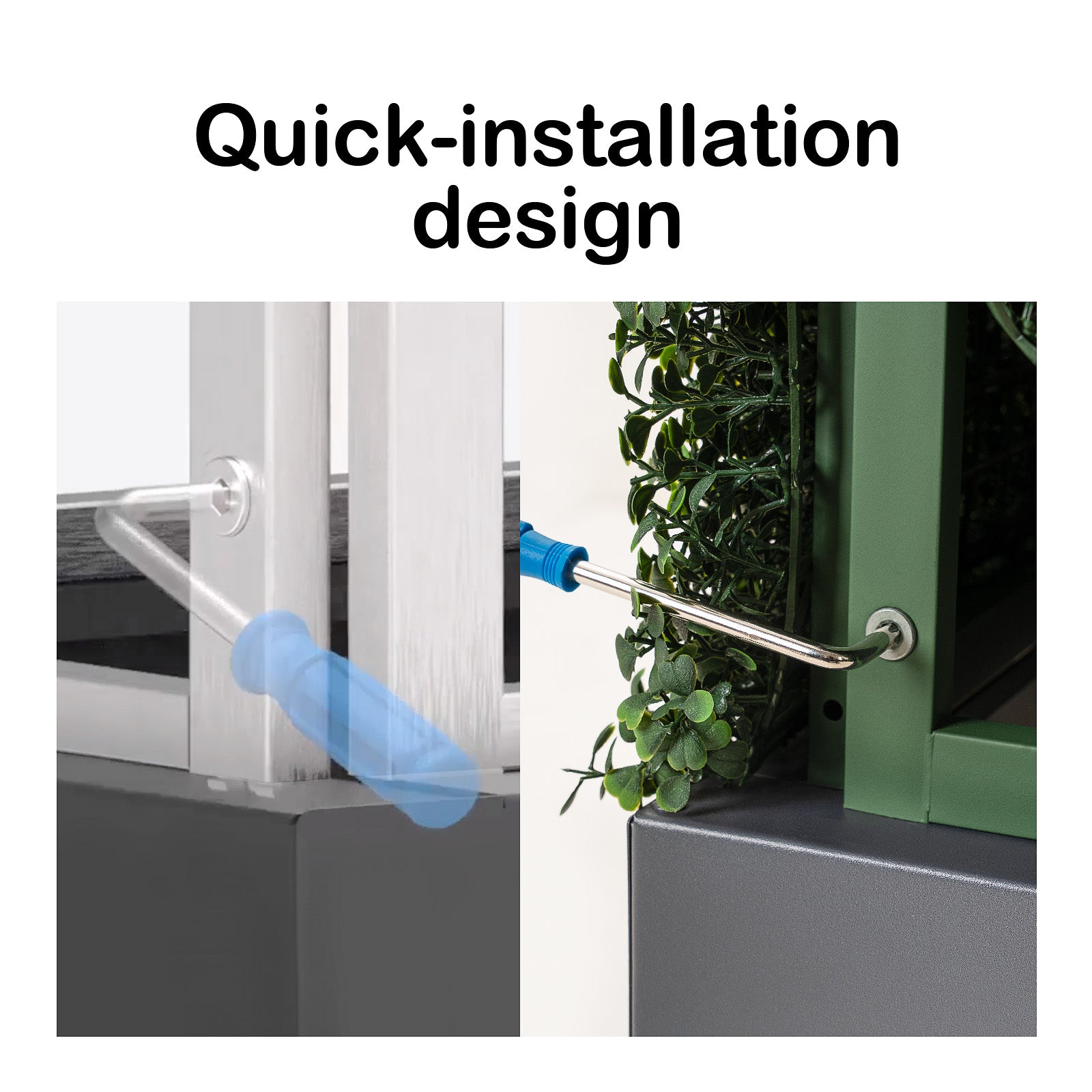 Quickly_installing_Artigwall_artificial_hedge_in_dark-grey_planter