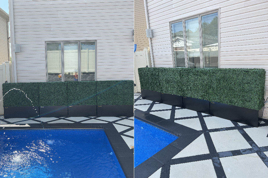 Artigwall® 60 inch Large Boxwood Hedge Wall Generation 4 near swimming pool