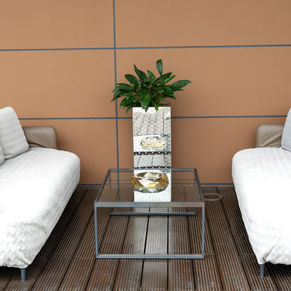 Luxury Tall Square Stainless Steel Decorative Planter 30"H, Modern Mirrored Planter Pots