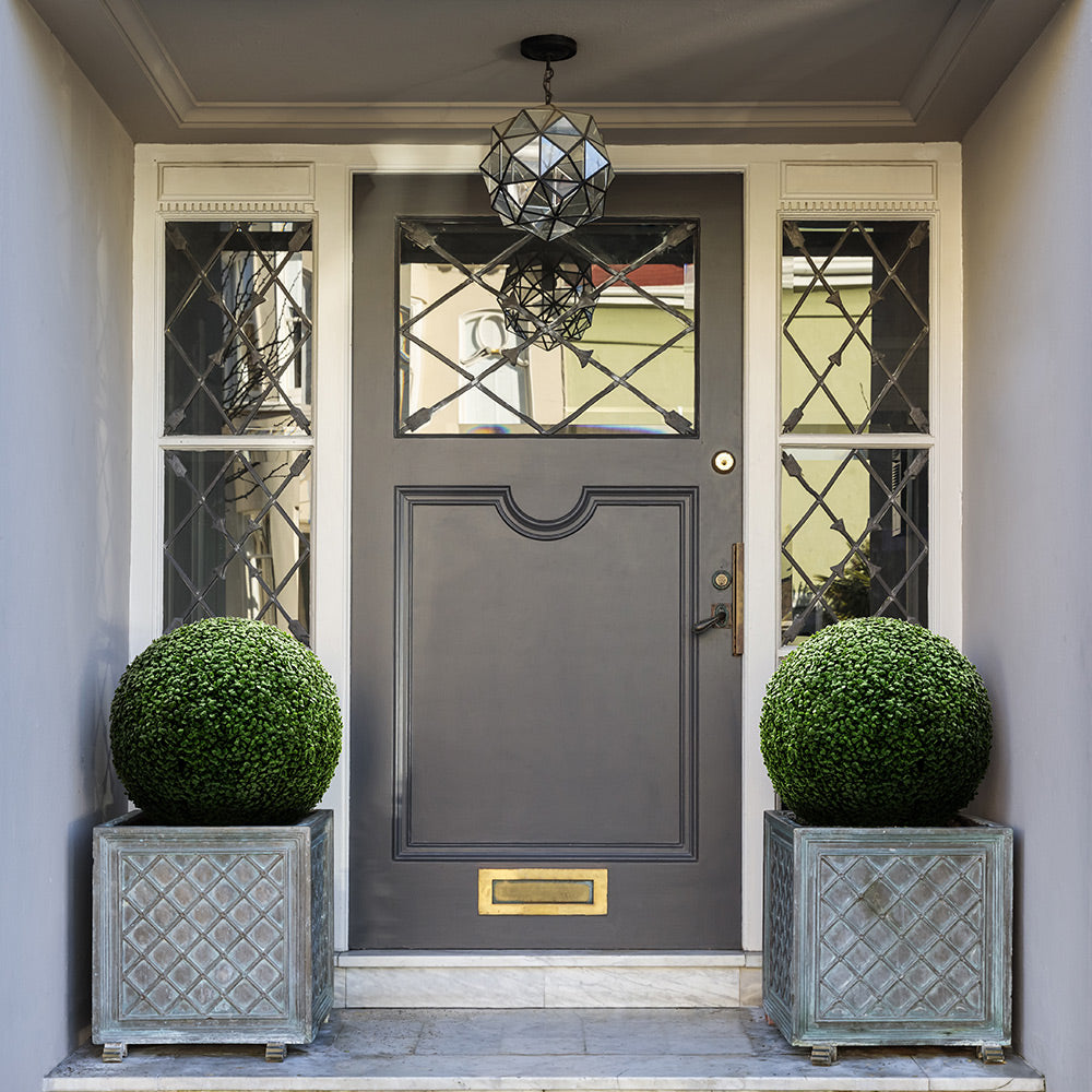 faux topiary boxwood ball for porch