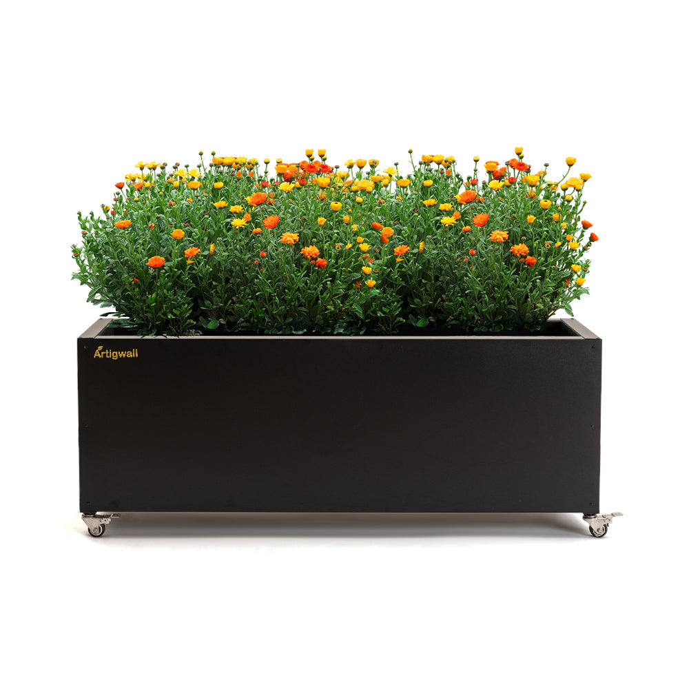 black_stainless_steel_planter_box_for_flowers