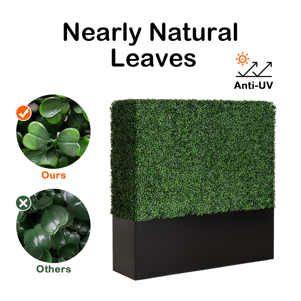 Comparing leaves of Artigwall artificial boxwood hedge wall to other brands