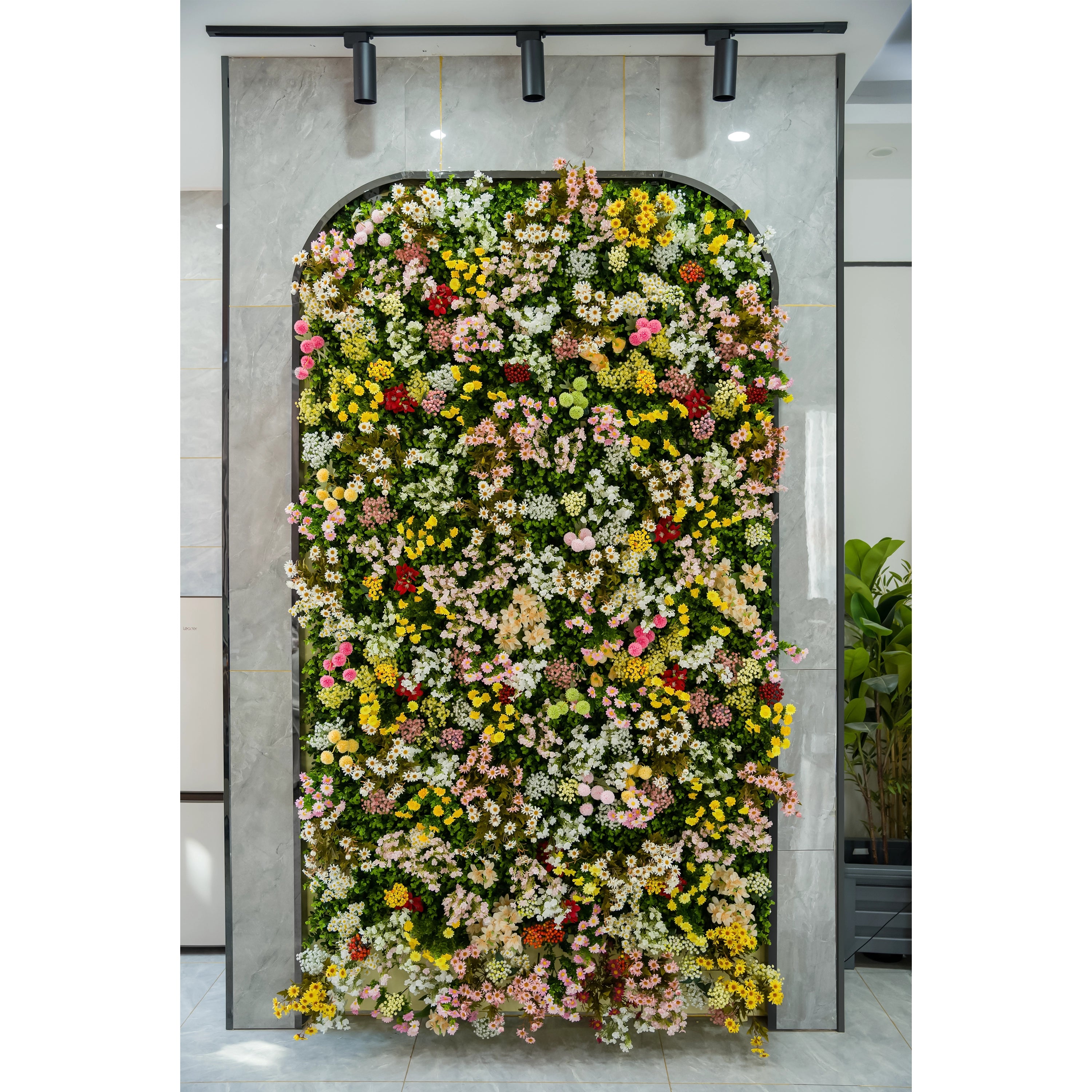 Artificial Flower Wall Panel, Elegant Wedding Backdrop, Green Floral Mix Wall, 40