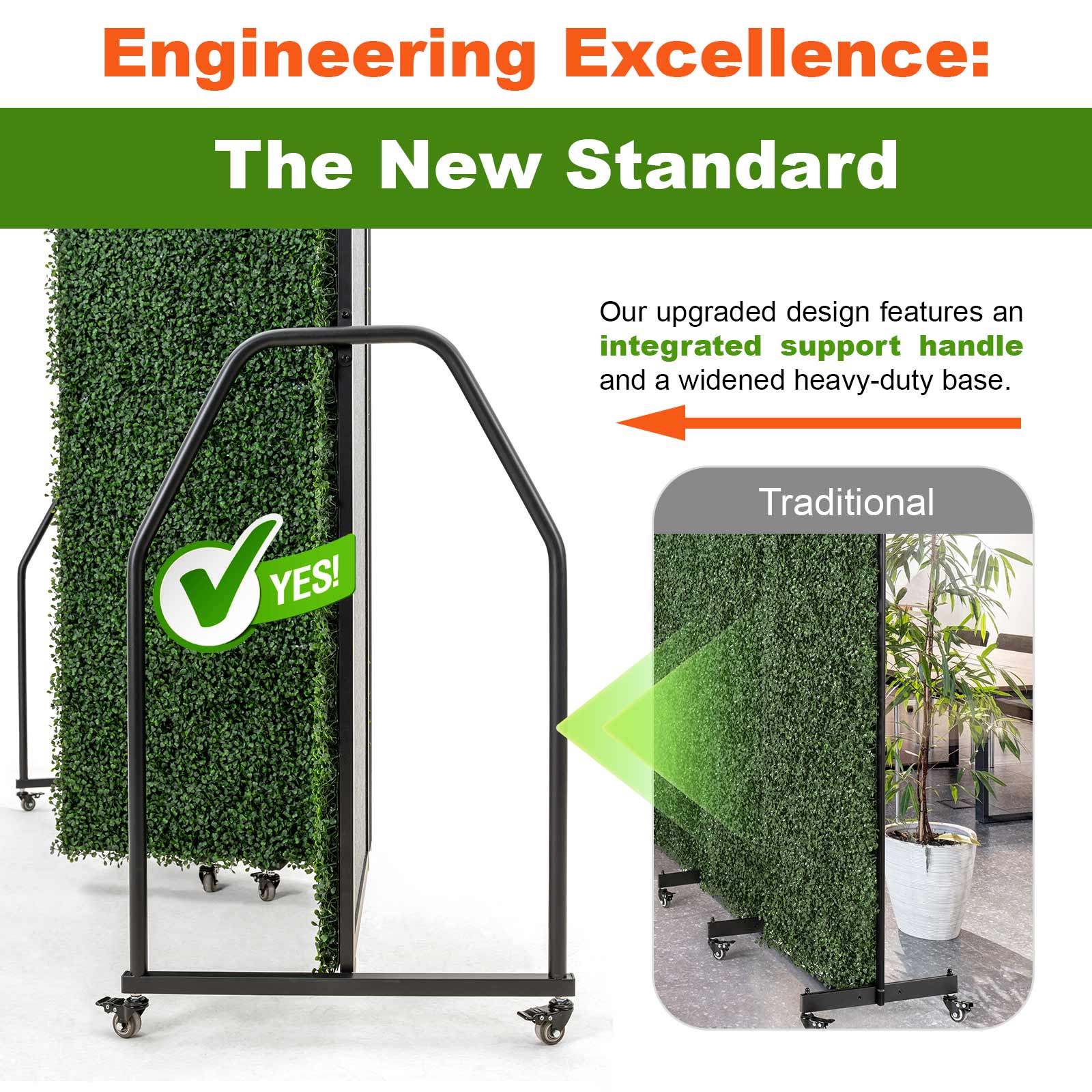 Folding Boxwood Backdrop Room Divider, Portable Double-Sided Privacy Screen