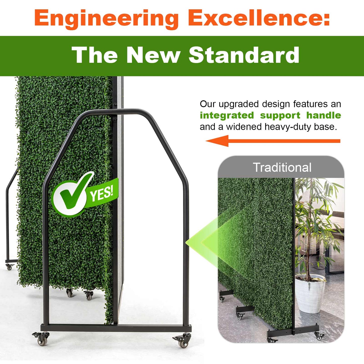 Folding Boxwood Backdrop Room Divider, Portable Double-Sided Privacy Screen