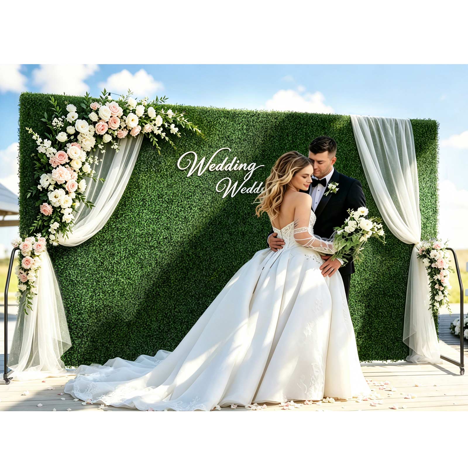 Folding Boxwood Backdrop Room Divider, Portable Double-Sided Privacy Screen