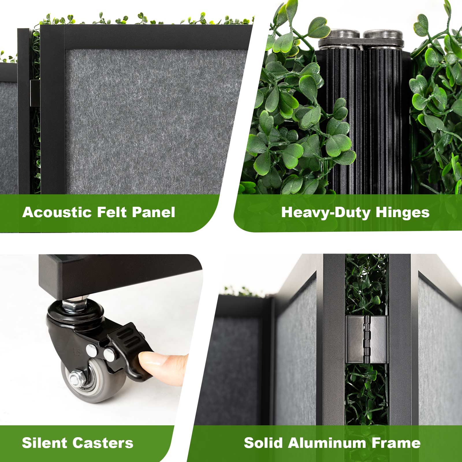 Folding Boxwood Backdrop Room Divider, Portable Double-Sided Privacy Screen