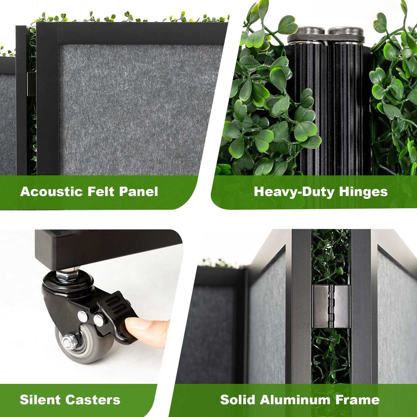 Folding Boxwood Backdrop Room Divider, Portable Double-Sided Privacy Screen