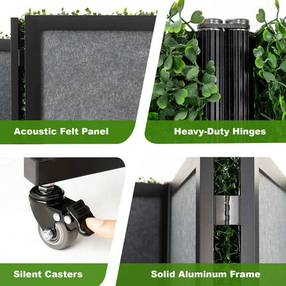Folding Boxwood Backdrop Room Divider, Portable Double-Sided Privacy Screen