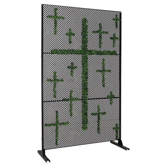  freestanding modular metal privacy screen black 3-panel